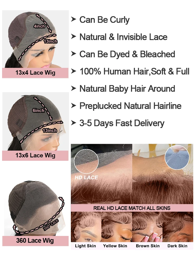 40 46 بوصة 13x6 HD الدانتيل شعر مستعار أمامي موجة عميقة البرازيلي الشعر البشري 300% الكثافة قبل قطعها 13x4 الدانتيل الشفاف للنساء السود #6