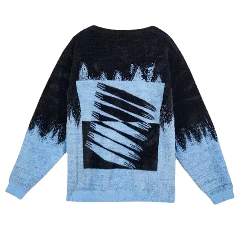 

Harajuku Faded Knitted Sweater Men Knit Pullover Streetwear Knitted Sweaters Male Oversized Sweaters Spring