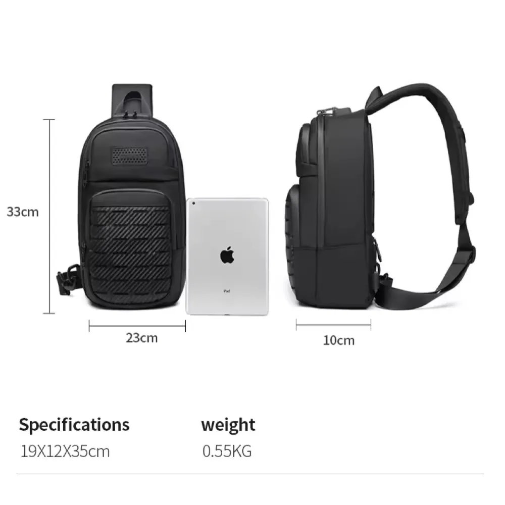 OZUKO New Tactical Chest Bag Men's Outdoor Sports Crossbody Bag Waterproof Oxford Cloth Anti-theft Daily Commute Shoulder Bag