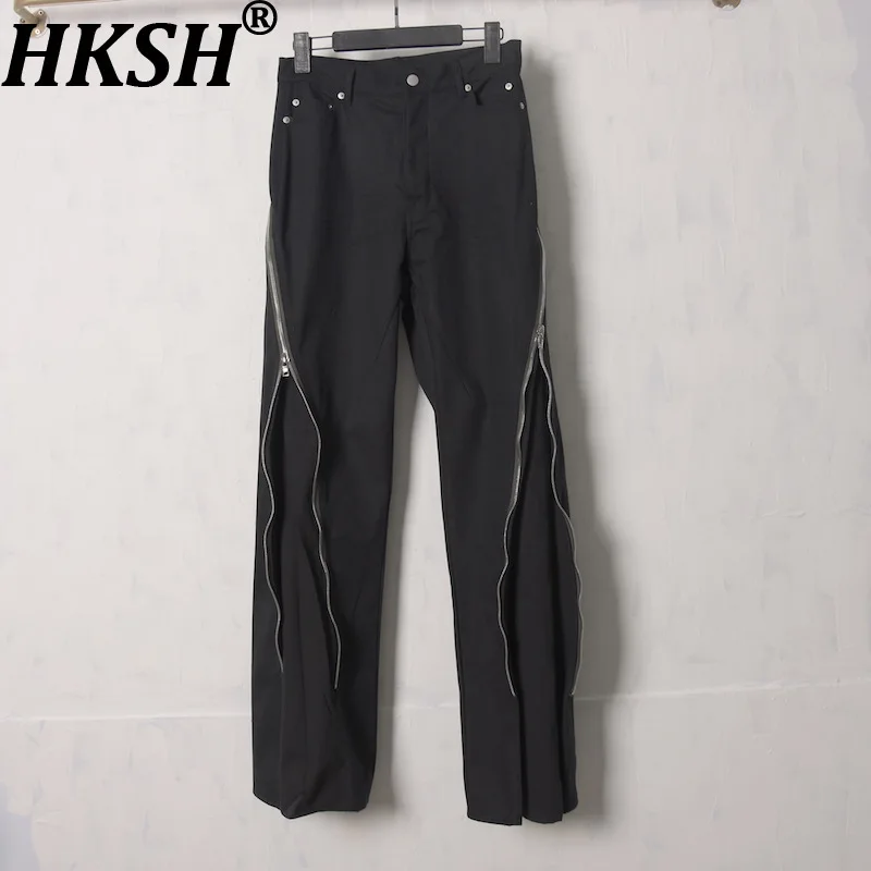 

Мужские джинсы HKSH: Новинка весна-осень, стиль Darkwear RO, с двойной молнией, расклешенные, из хлопкового денима, индивидуальный дизайн, уличный стиль, модель HK18741