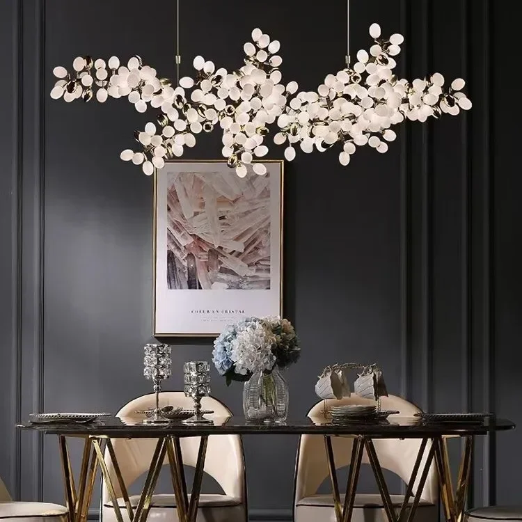 Postmodern Luxury White glass Chandelier Living Room Decoration LED Lighting Long grape string Hanging Light