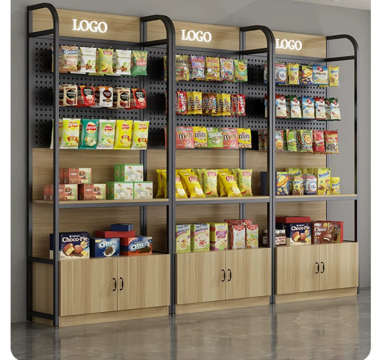 Supermarket convenience store shelf hole plate display cabinet displays sample products snacks stationery alcohol and tobacco mu