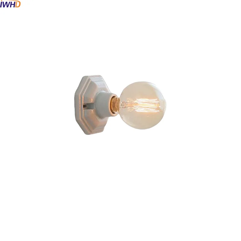 

IWHD Interior Bedroom LED Wall Lamp Sconce Japan Style White Ceramic Luminaire Minimalist Bathroom Stair Light Wandleuchte
