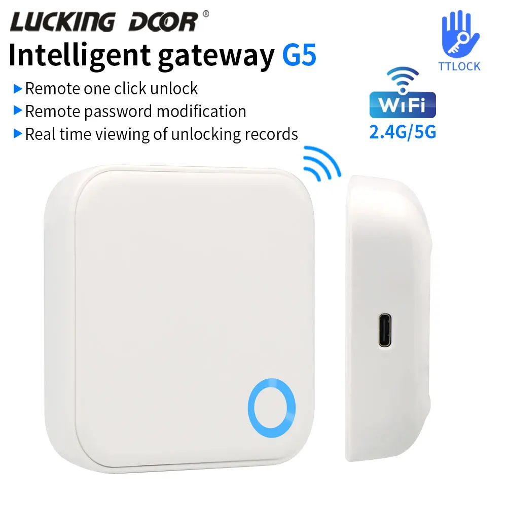 TTLOCK 2.4G and 5G Dual Wifi Gateway G5 for Smart Door Lock BT TTlock Phone Remote Control LOCK Unlock BLE to Wifi Converter Hub