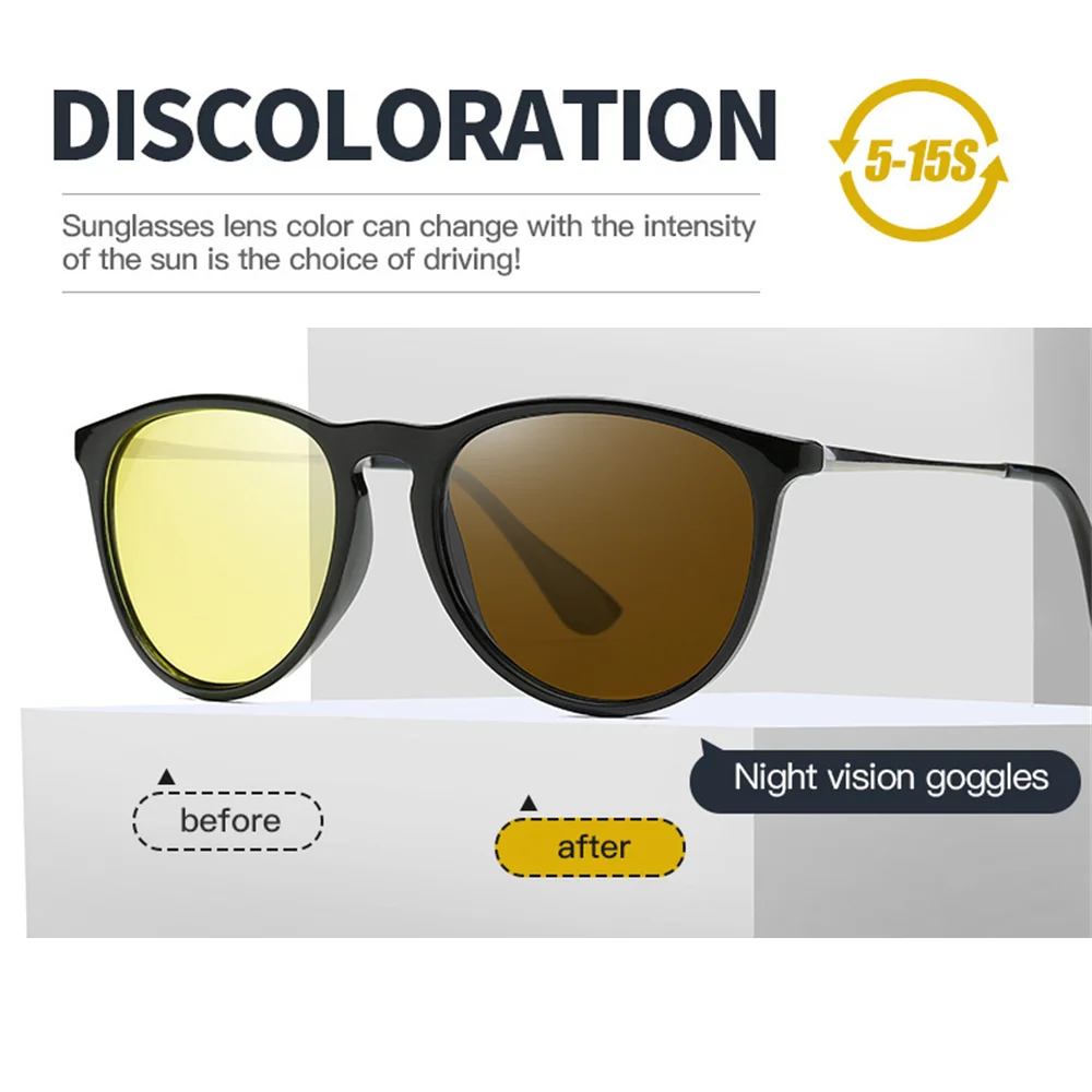 VIVIBEE Photochrome Nachtsichtbrille für dunkles Fahren, für Männer und Frauen, polarisierte Sonnenbrille, UV400, quadratische Farbwechselbrille – Detail 2