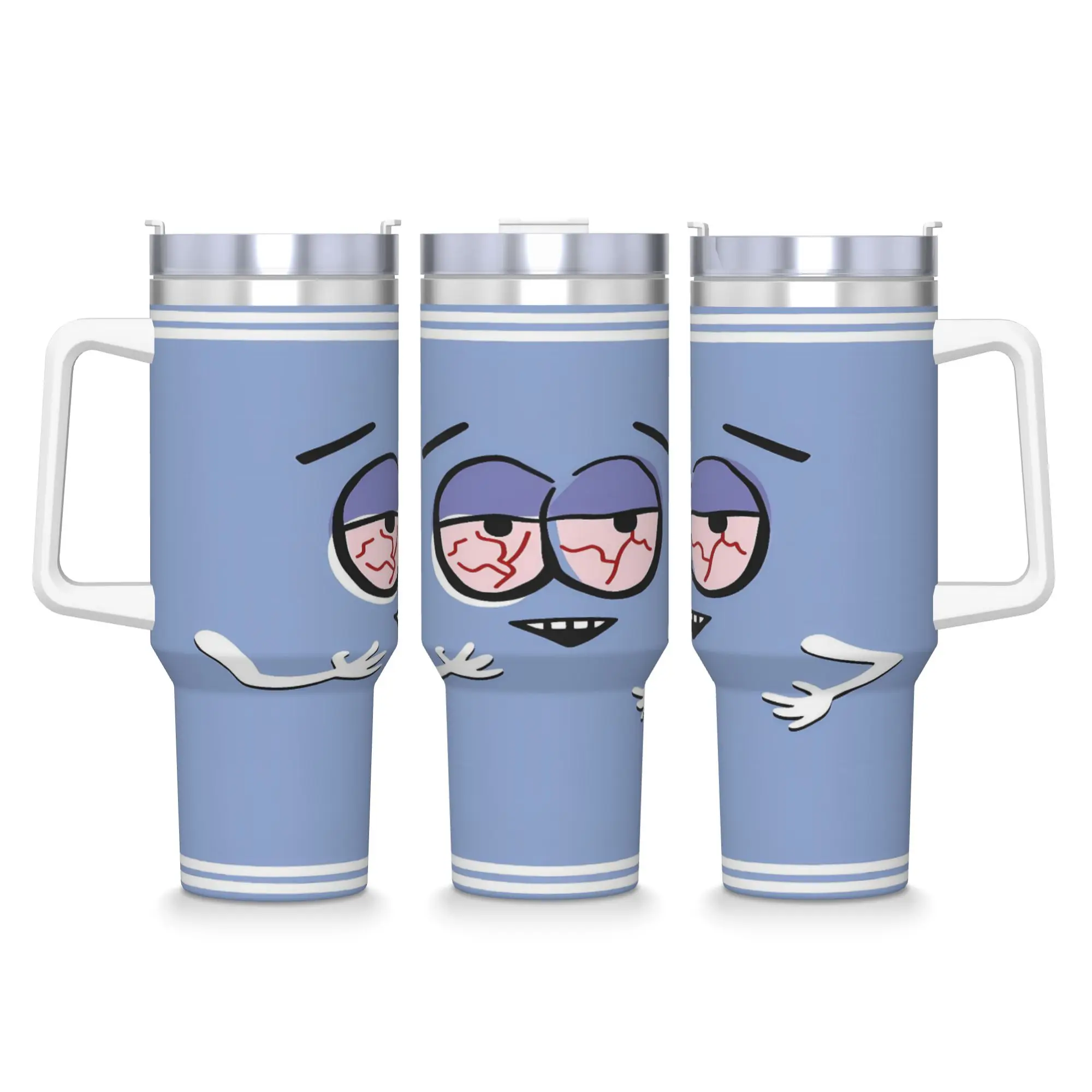 ساوث باركس منشفة من الفولاذ المقاوم للصدأ أكواب حرارية للشاطئ مع شفاطات وغطاء أكواب سيارة كبيرة زجاجة مياه للمشروبات الباردة #2