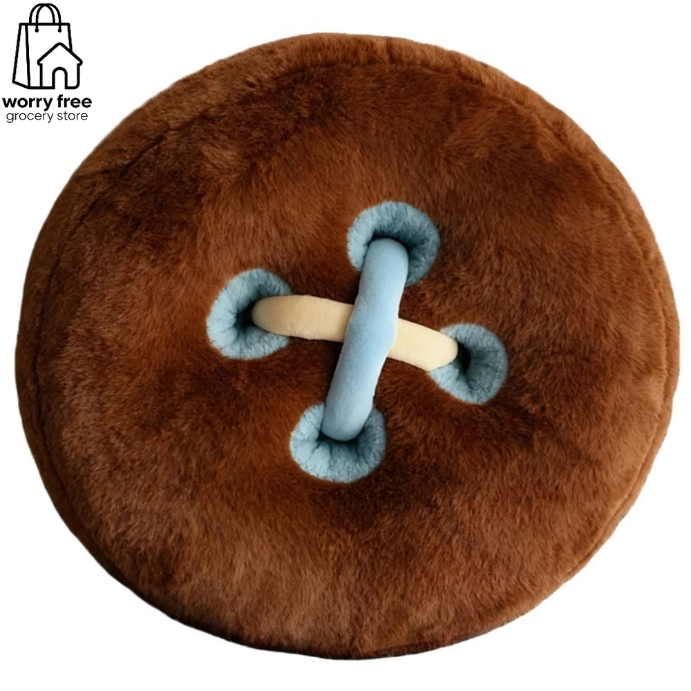 Creative Shaped Button Plush Stuffed Pillow Soft Cozy Sofa Cushion Home Bedroom Decor Funny Cute Gift For Children Adults