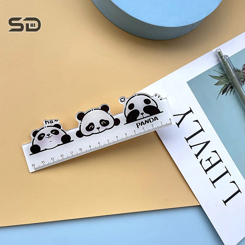 Simpatico cartone animato Panda righello materiale scolastico acrilico 15cm righello strumenti di disegno di moda cancelleria Kawaii Fournitures Scolaires regali