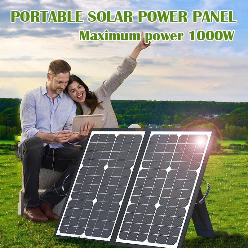 1000W Portable Solar Generator Kit, Foldable Design with 18V Fast Charging – Ideal for Camping, Car, Boat, and Caravan Travel