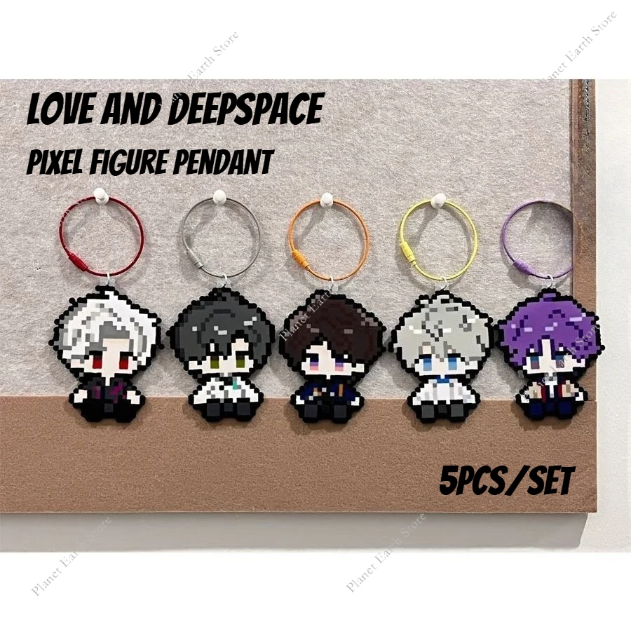 

5 шт., брелок для косплея Love and Deepspace Sylus Caleb Xavier Zayne Rafayel, акриловая фигурка пикселя, кулон, аксессуары для рюкзака