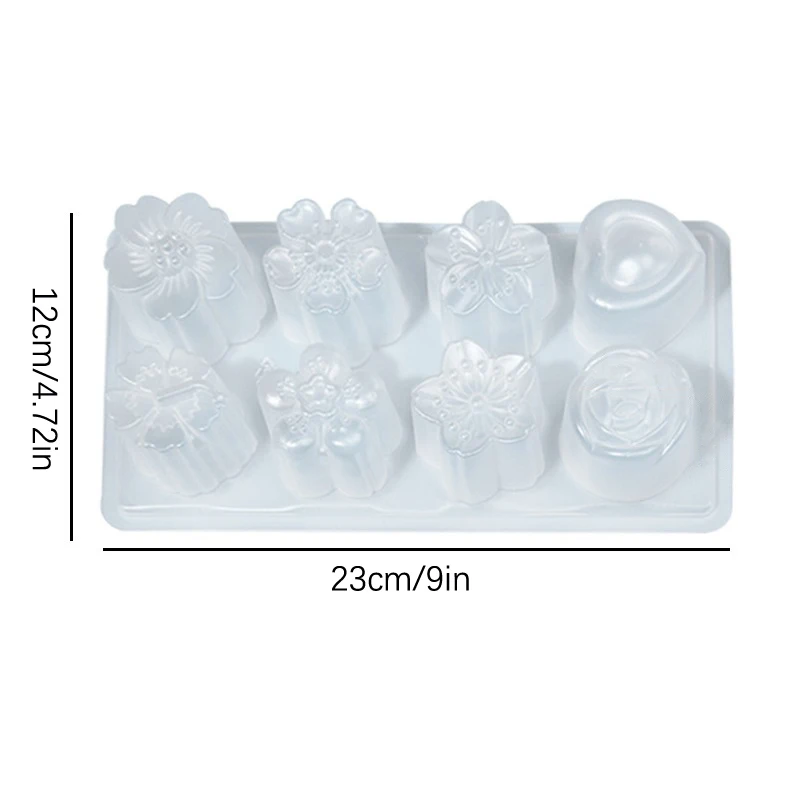 Jelly Mold 8 Compartments Plastic Fondant Flower Heart Pudding Mould Home Kitchen Reusable