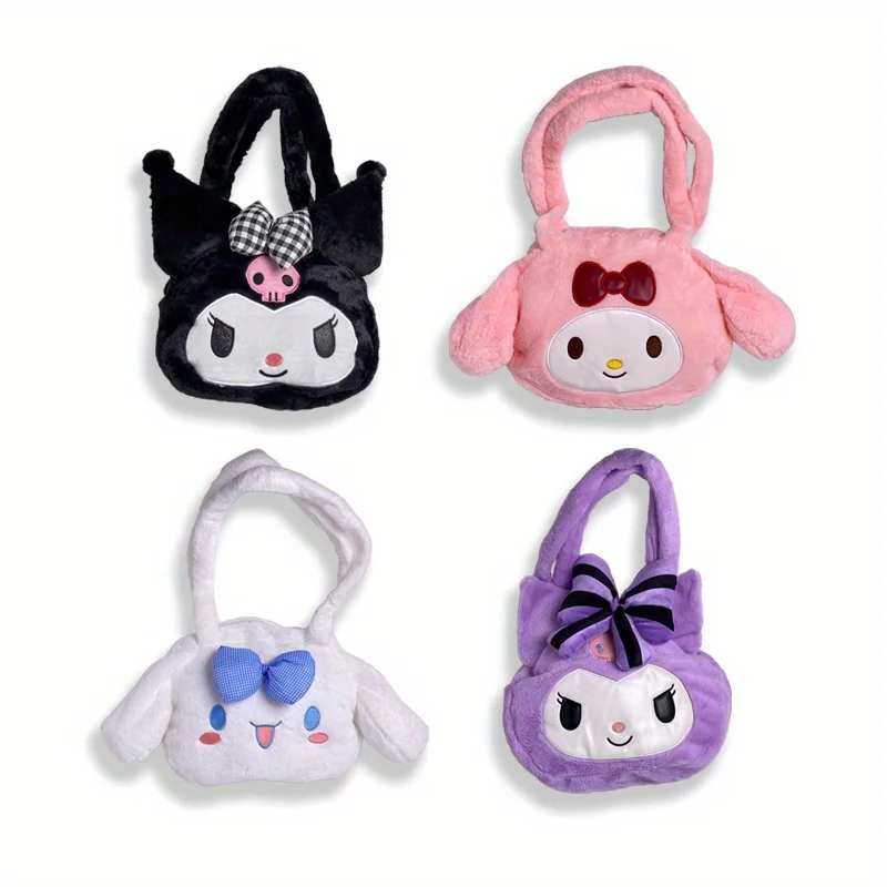 piece of Sanrio cartoon fur toy handbag, large capacity portable makeup bag, women's handbag