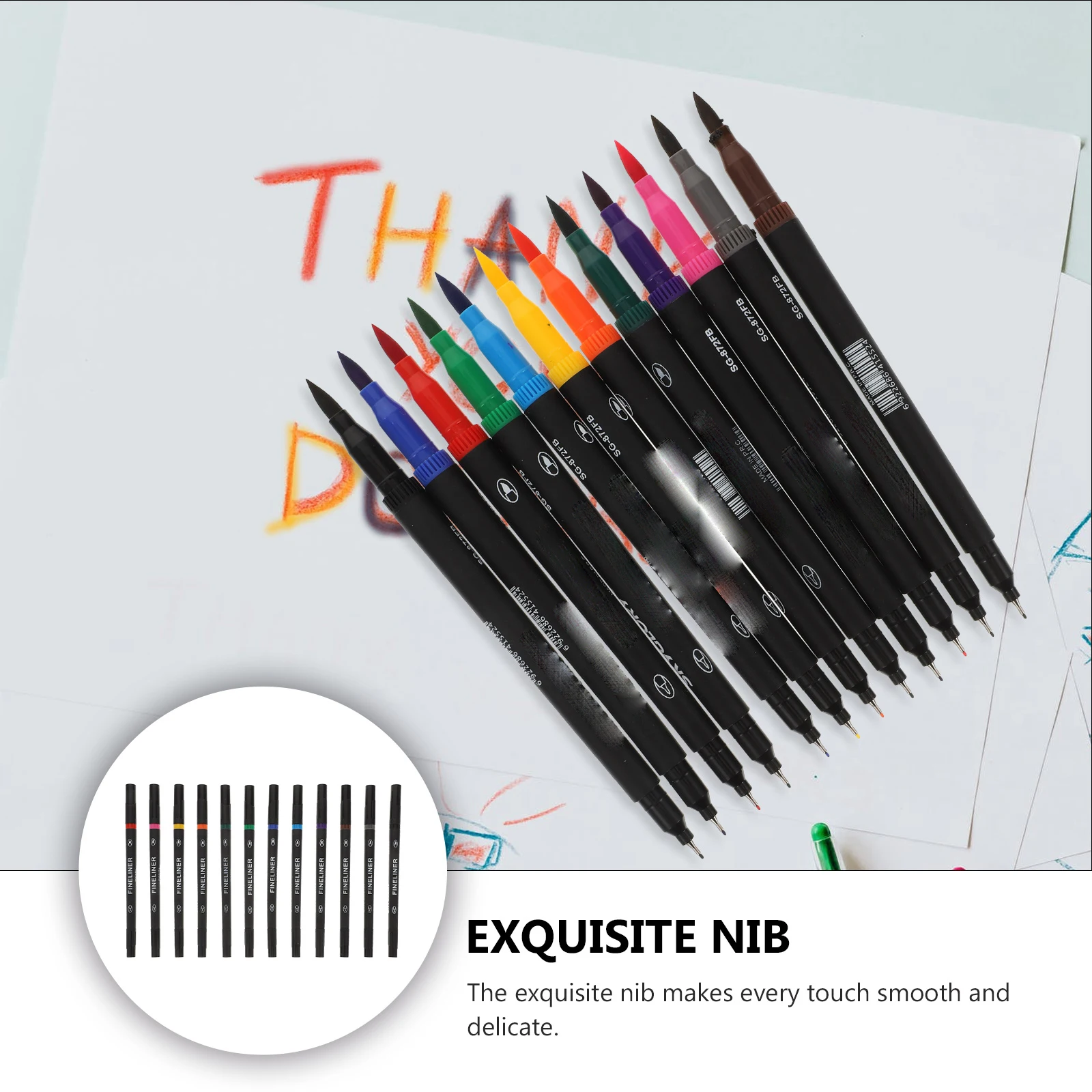 

12Pcs Double-Headed Line Drawing Pens Simple Design Watercolor Markers for Accurate Sketching and Coloring Line Drawing Pens