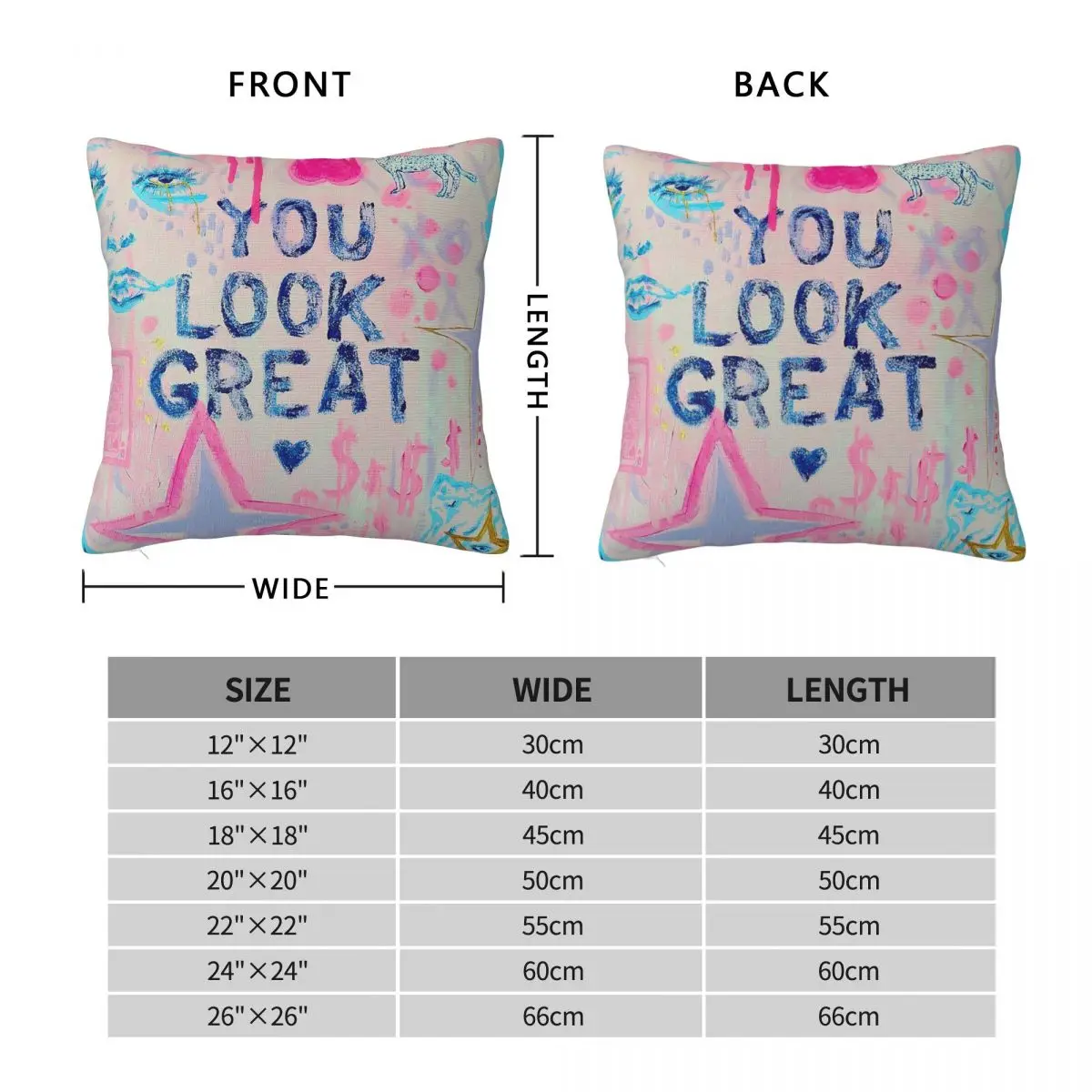 You Look Great Collage Pillowcase Polyester Linen Velvet Creative Zip Decor Throw Pillow Case Bed Cushion Cover 45x45