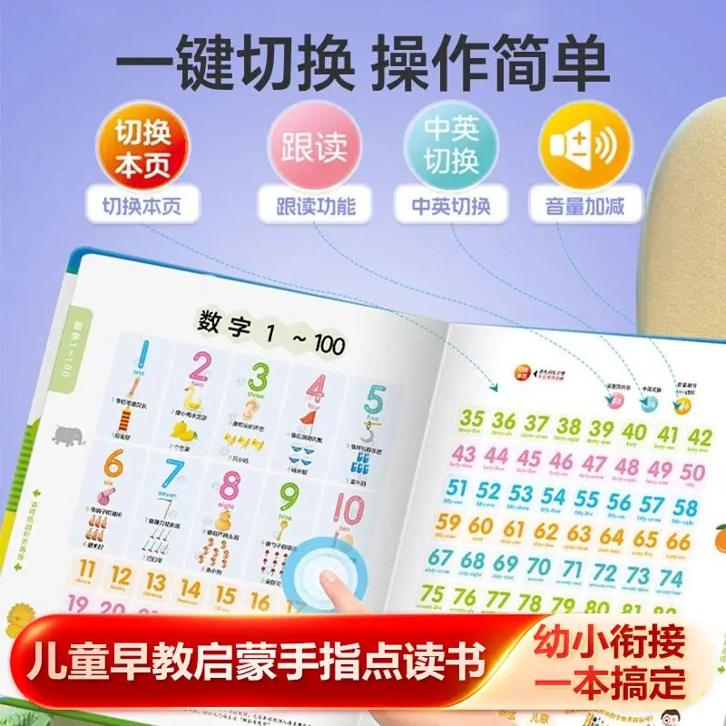 Kids Cognitive Enlightenment Talking Sound Book, Finger Touch Reading Audio Book, Baby Speech Training Multifunctional Early Edu