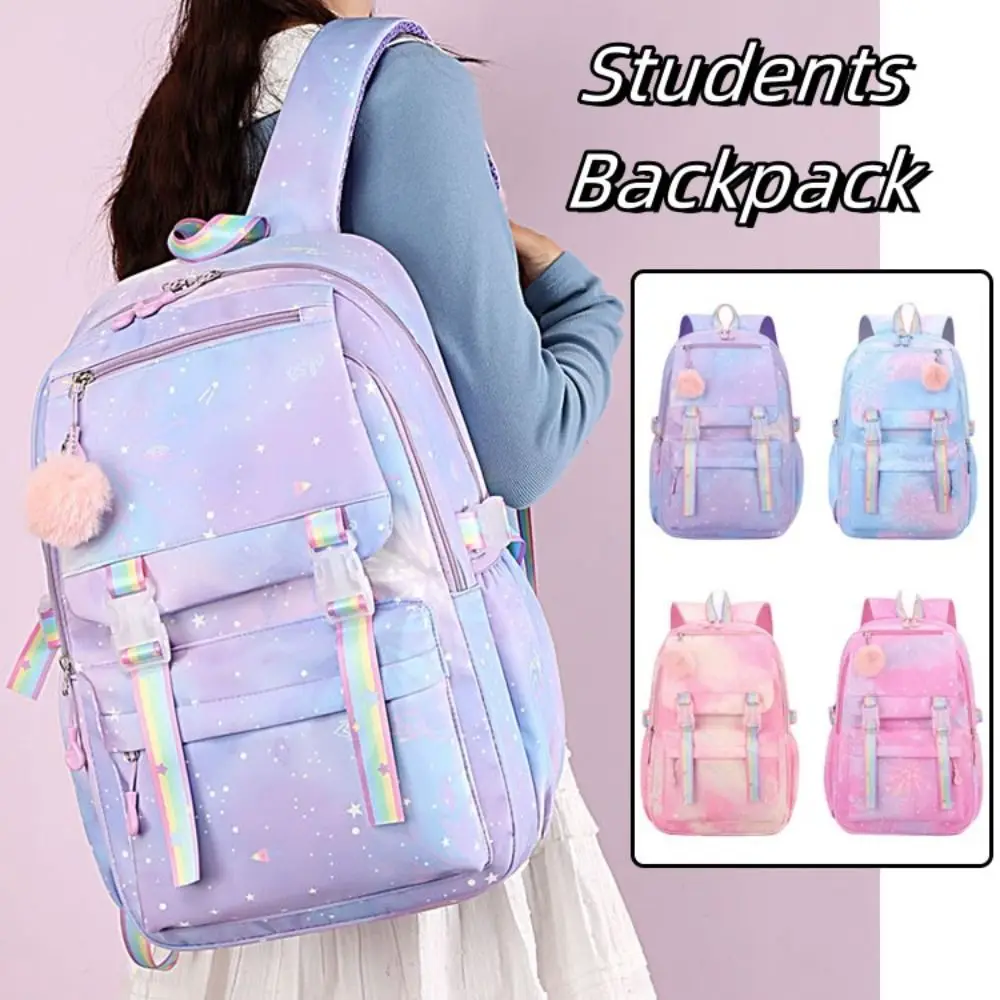 

Милый разноцветный нейлоновый рюкзак с множеством карманов, легкий, для школьников, с подвеской, в корейском стиле, для повседневного использования