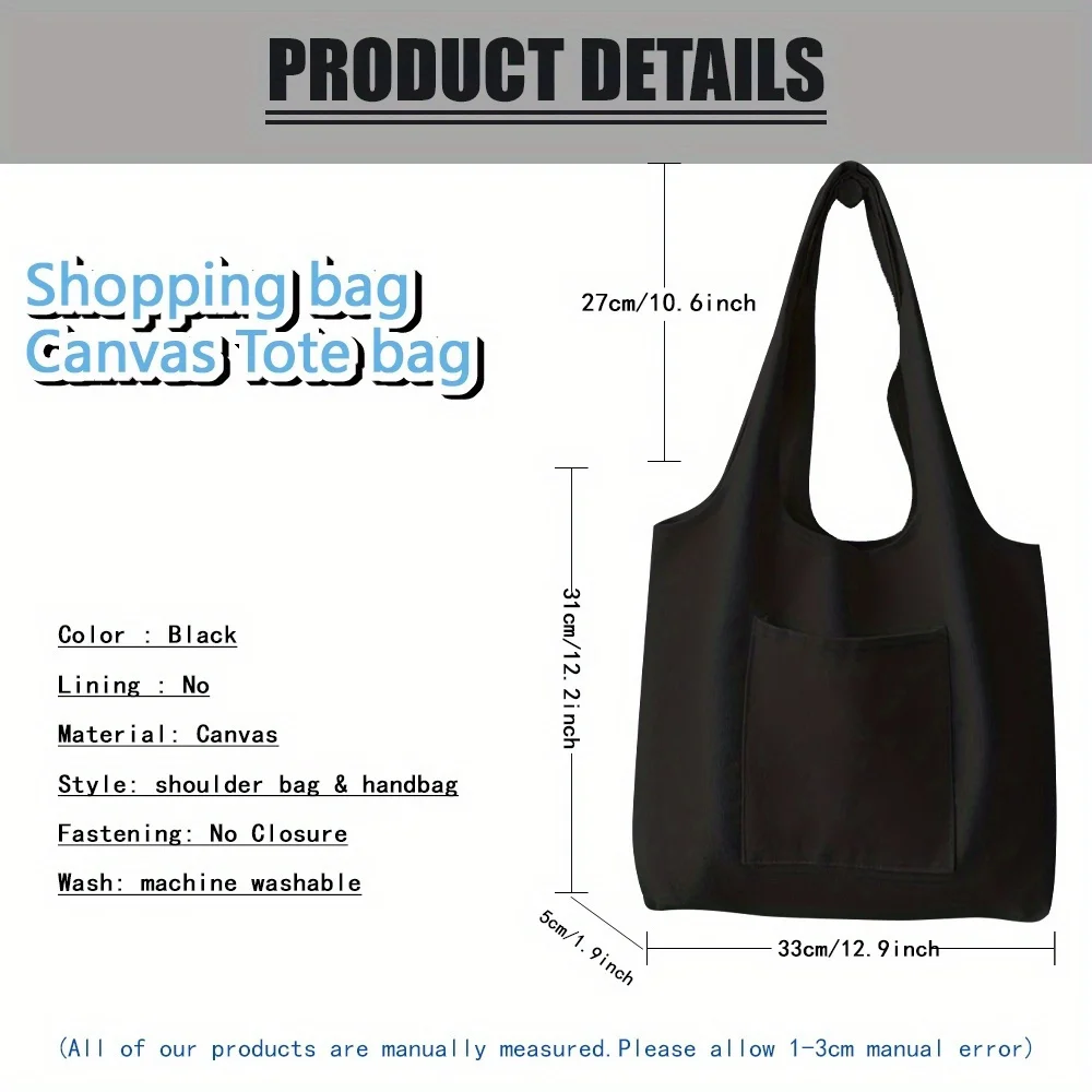 맞춤형 이름 여성용 블랙 쇼핑백 식료품 가방 대용량 핸드백 맞춤형 제품