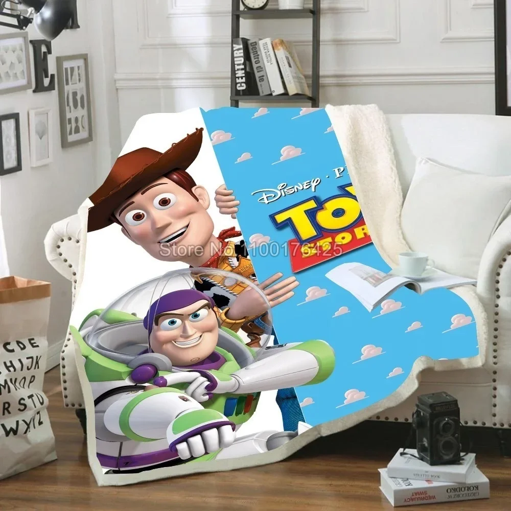 Toy Story Sherif Woody Buzz Lightyear Blanket Lambskin Lavash Wool Sofa Plaid Plush Bedspread Throw Blanket for Sofa Bed