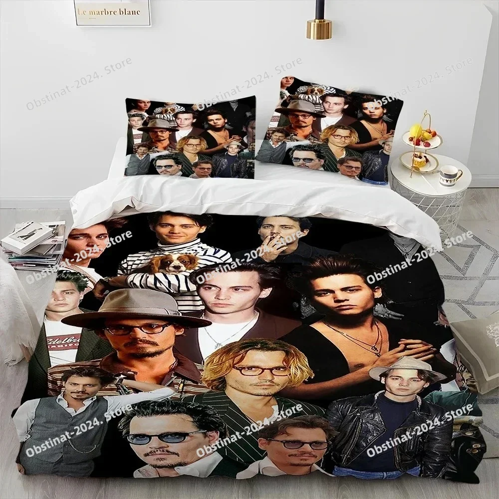 

3D Printing Johnny Depp Series Comforter Bedding Set,Duvet Cover Bed Set Quilt Cover Pillowcase,king Queen Size Bedding Set Kids