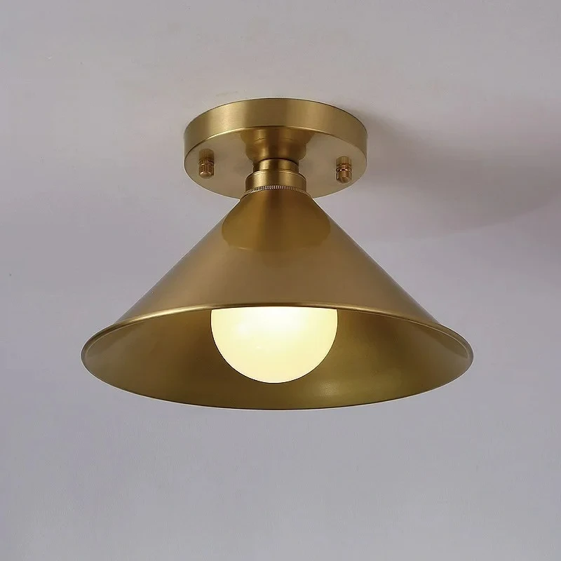 Retro All-copper Ceiling Lamp LED Corridor Aisle Lamp Entrance Trumpet-shaped Balcony American Interior Decoration Lamp