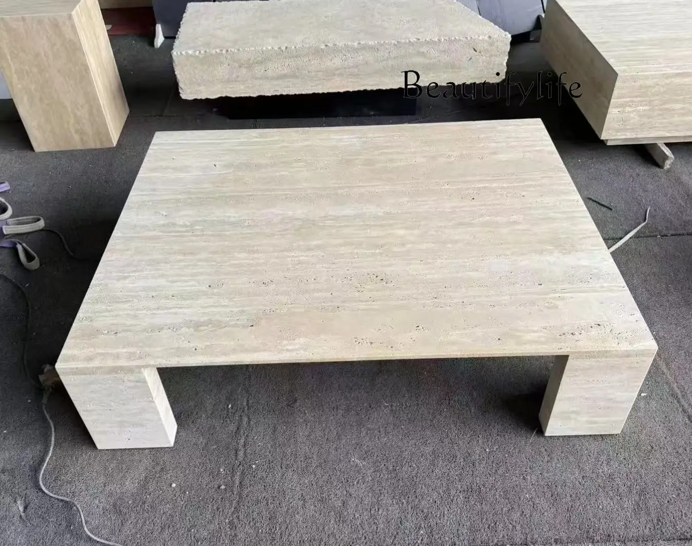 

NEW Pretty natural travertine personalized coffee table medieval tea table coffee table designer villa living room retro stone