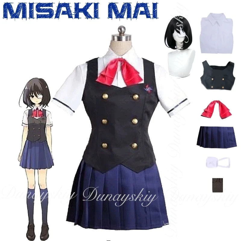 

Another Anime Misaki Mai Cosplay A Member Of The Art Club With The Short Wig With Navy Blue JK Uniform Cosplay 코스프레 Full Suit