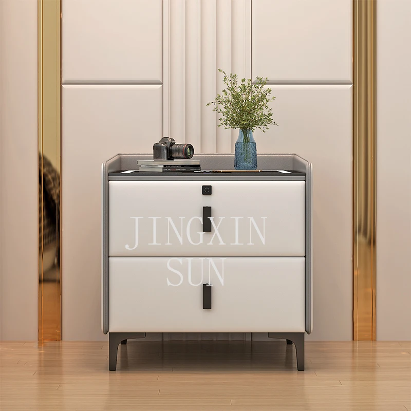 Luxury Storage Bedside Table Drawers Solid Wood Wireless Charger Nightstands Intelligent Meubles De Chambre Home