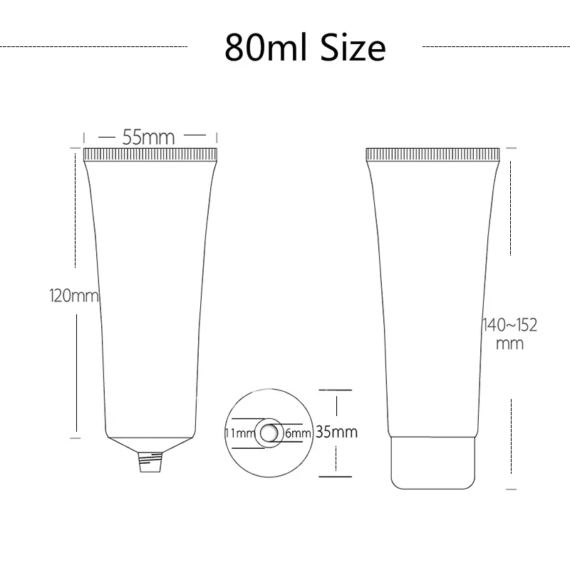 Botella blanda de plástico de aluminio plateado, envase rellenable de 30ml, 50ml, 80ml, cosméticos, crema, tubo de embalaje exprimible, loción corporal