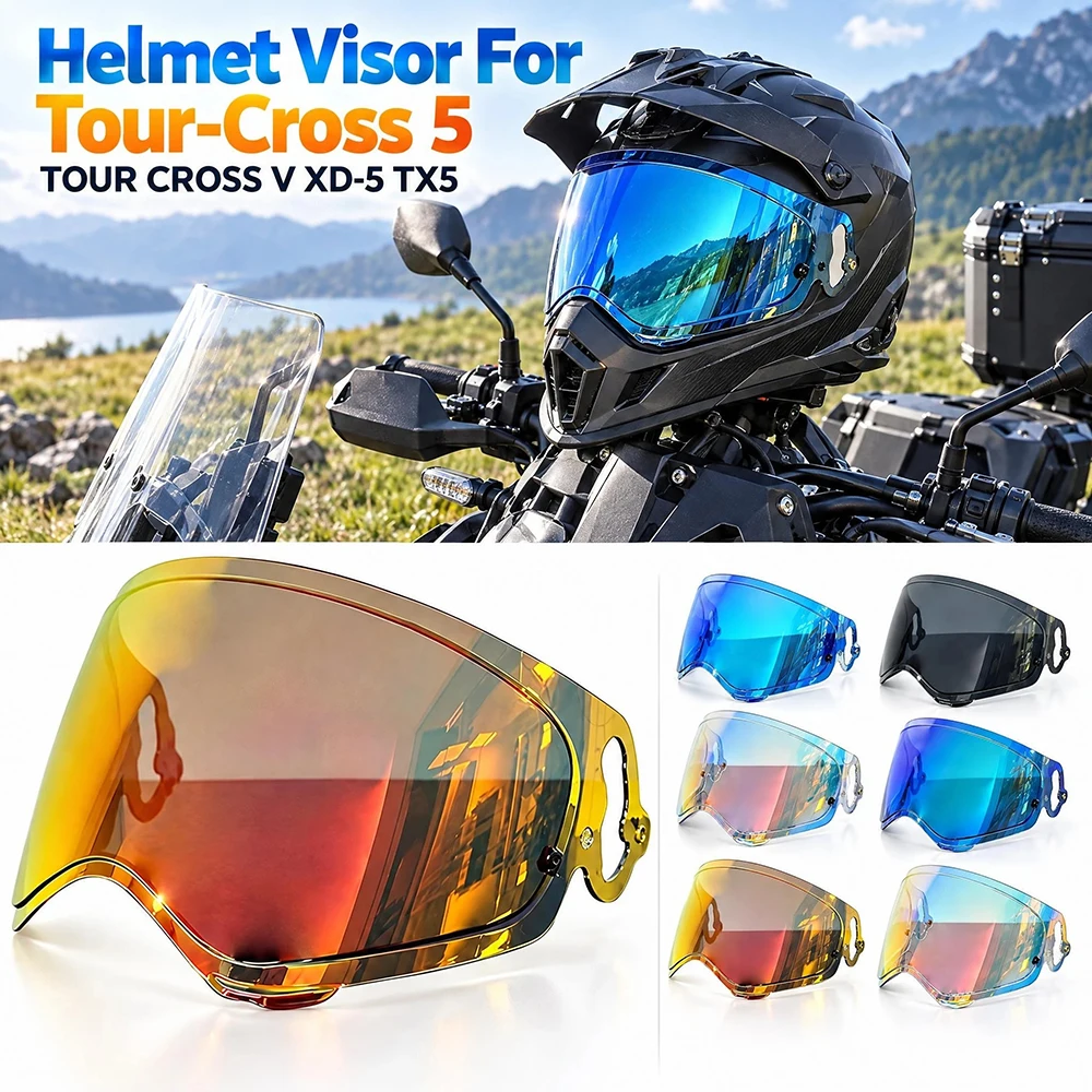 Motorcycle Helmet Visor Lens For Tour-Cross 5 TOUR CROSS V XD-5 TX5 Replace Anti-UV Anti-Scratch Dustproof WindShield For Arai