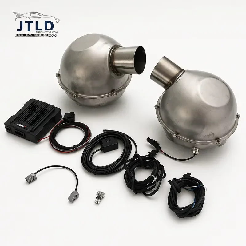 Premium Universal Electronic Active Exhaust Sound Booster Kit Silver Dual Sound Actuators Alpha Controller OBD Cable