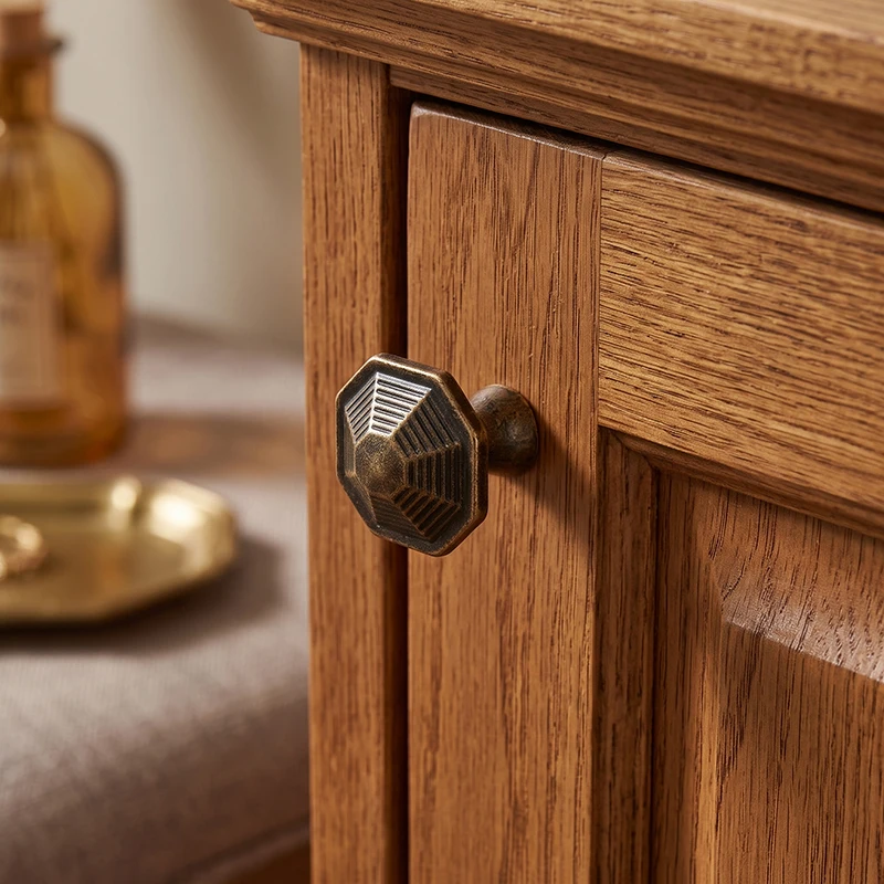 Antique Bronze Octagonal Cabinet Knob, Vintage Embossed Single Hole Drawer Knob for Dresser Cupboard Wardrobe Furniture Hardware