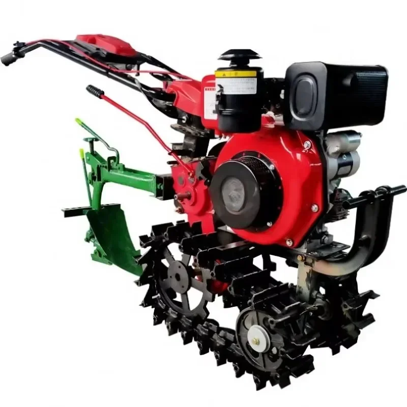 7/8/9 Diesel Gasoline Engine Double Chain Track Type Cultivator Power Tiller Rotary tiller Small Cultivator Tiller Furrow