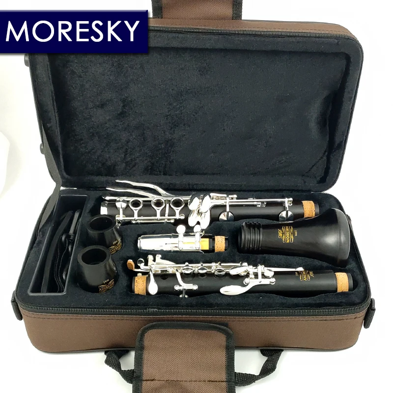 MORESKY Clarinet Bb Wood Ebony Silver Plated 18 Keys Grenadilla Sib Klarnet M65