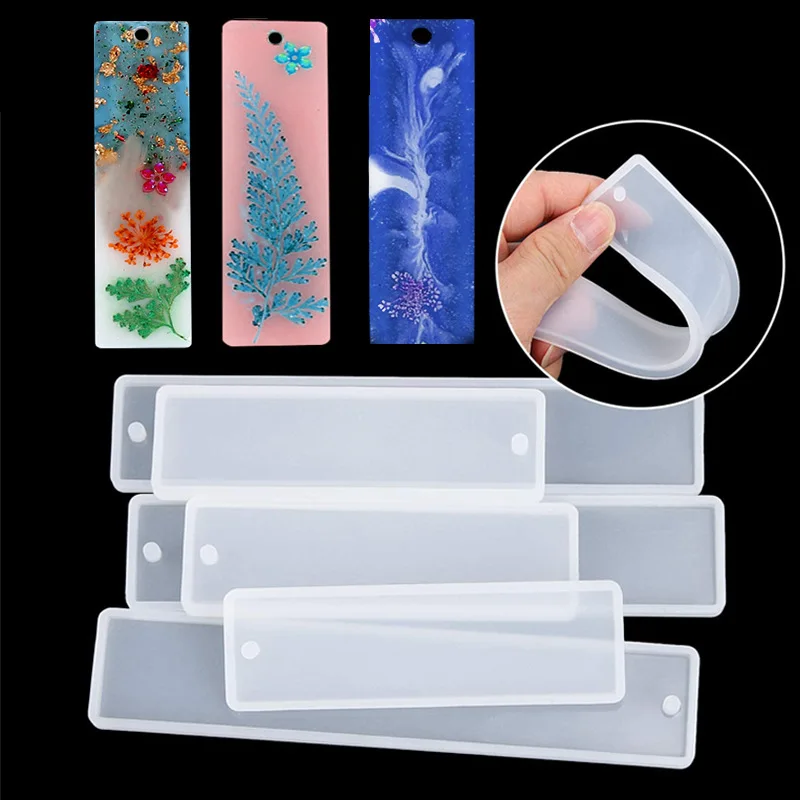 Silicone Retângulo Bookmark Mold, Molde De Fundição De Penas, DIY Artesanato De Resina Epóxi, Jóias Fazendo Suprimentos, 1 Pc, 3 Pcs, 5Pcs