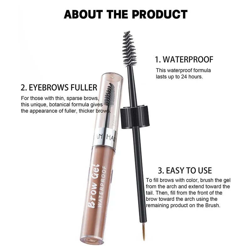 Hot Eyebrow Cream Enhancers Waterproof Eye Brow Tattoo Gel Makeup Brown Black Tinted Liquid Eyebrows Tint With Ultra Fiber Brush