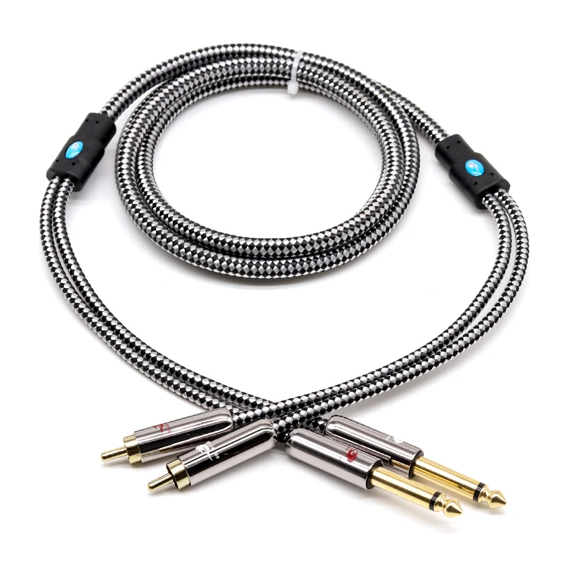 

Dual 1/4 Inch TS Mono 6.35mm Jack to 2x1/4'' Male Audio Cable for Mixer Console Electronic Organ Guitar Amplifier Shielded Cord