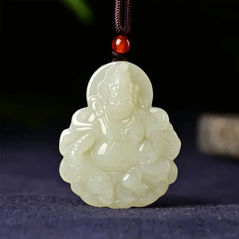 Double-Sided Carved Wealth Deity Pendant Necklace Good Luck And Wealth Jewelry Gift For Daily Wear