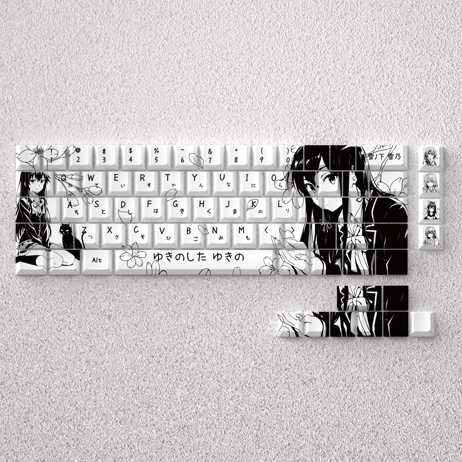 Yukinoshita Yukino Keycaps Anime White 73/98 Keys PBT Dye Sublimation Cherry for Mechanical Keyboard AULA F75 Ajazz Game PC