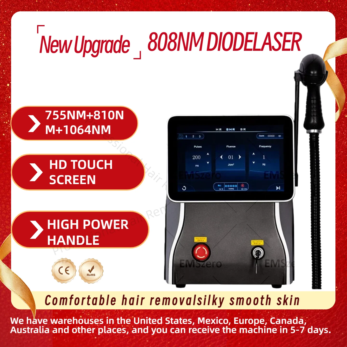 

Laser Epilator for Salon Use with Ice Titanium Cooling 3 Wavelengths Diode Laser Permanent Hair Removal System