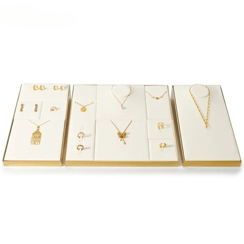 Light luxury jewelry display props, high-end rings, necklaces, earrings counter display, inclined jewelry display rack