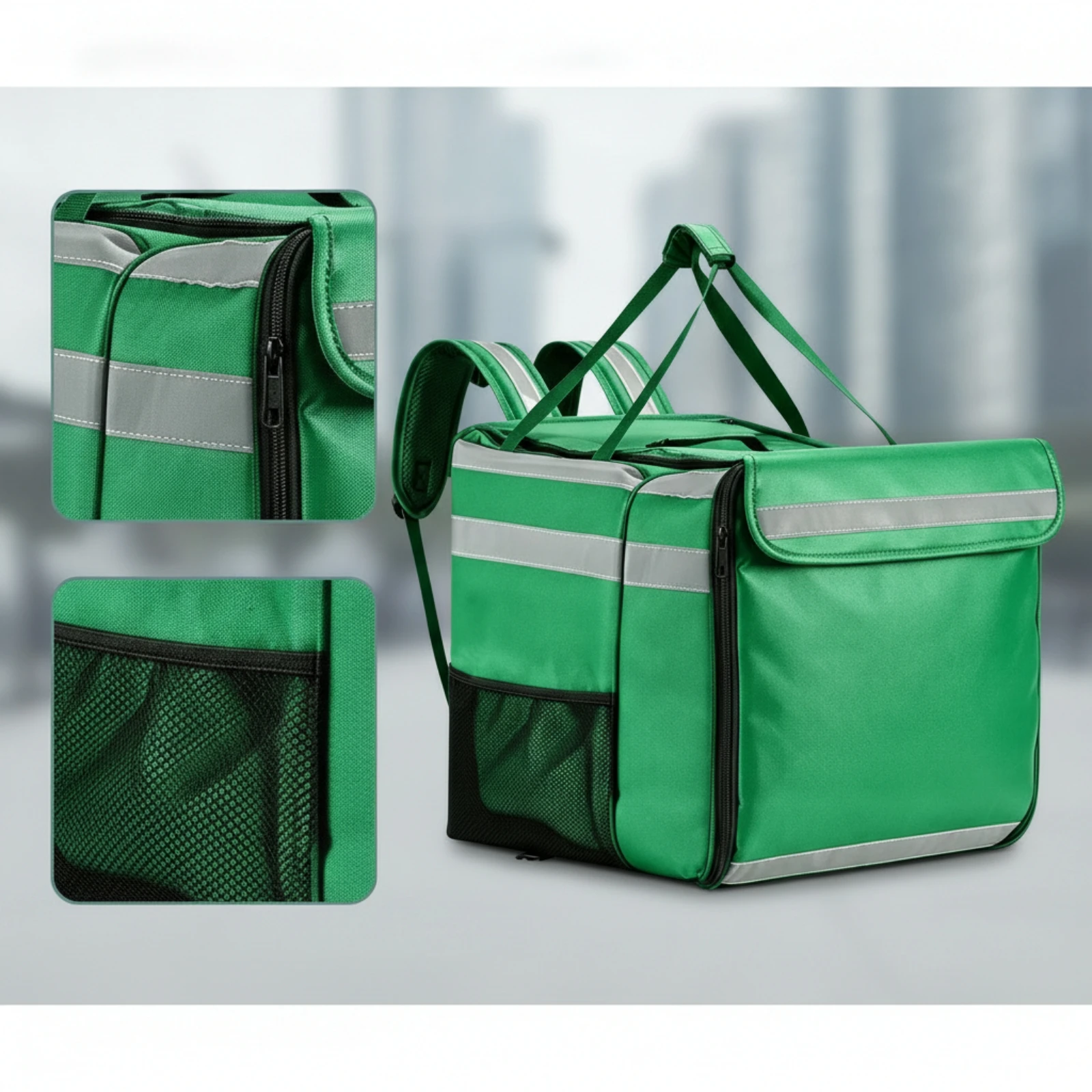 Food Delivery Backpack Expandable Insulated Backpack with Partition Board Large-Capacity for Couriers, Takeout Runs Black Mesh