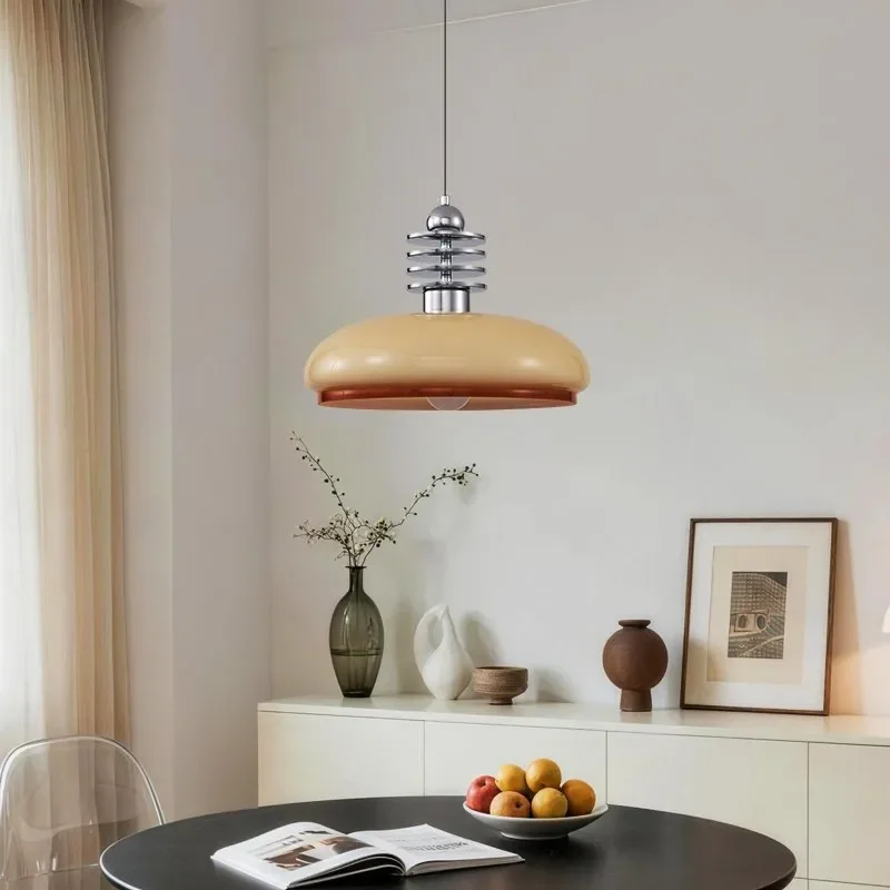 Retro Cream Glass Chandelier for Bedroom Study Medieval Bauhaus Style Pendant Light Simple American Bed and Breakfast Bar