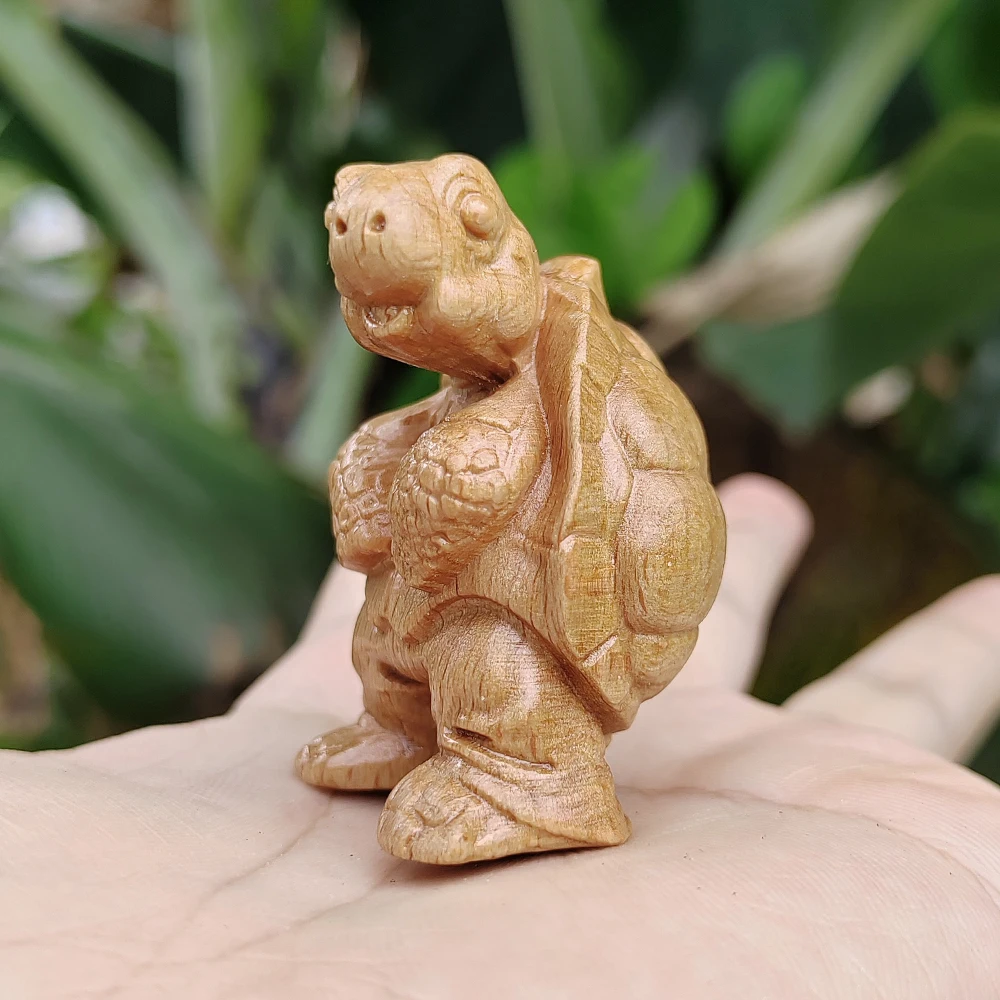 Hand-Carved Wooden Turtle Figurine Ornament, Artistic Style, Suitable for Holiday Decorations, Home Decor, Tabletop Decorations, Party Decorations, Back-To-School Season Gifts, Christmas Decorations, Office Decorations, Indoor Decorations