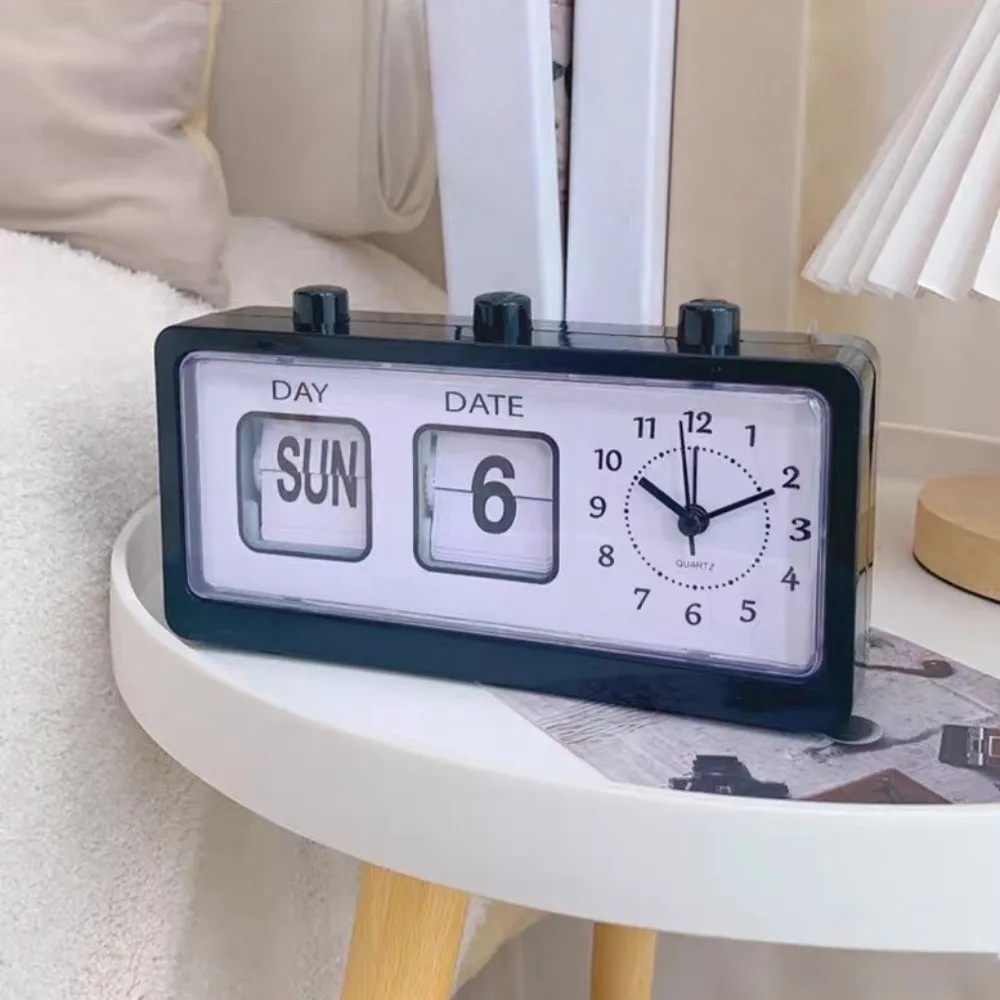

Electronic Manual Page-flipping Calendar Clock Date Week Desktop Display Mechanical Alarm Clock Multifunctional Vintage
