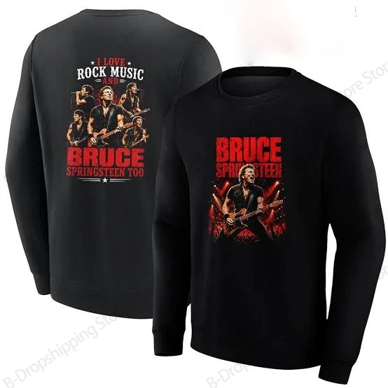 Mens Rock Music Long Sleeve T-shirt Bruce Springsteen Vintage 3D Print Tshirt Men Women Fashion Hip Hop Band Tops Tees Clothing