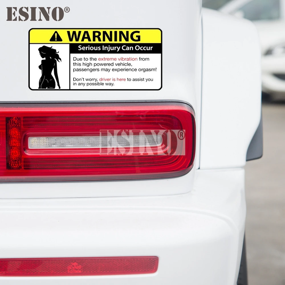 Car Styling Creative Funny Warning Serious Injury Can Occur Due to Extreme Vibration PVC Car Body Sticker Pattern Vinyl Decal