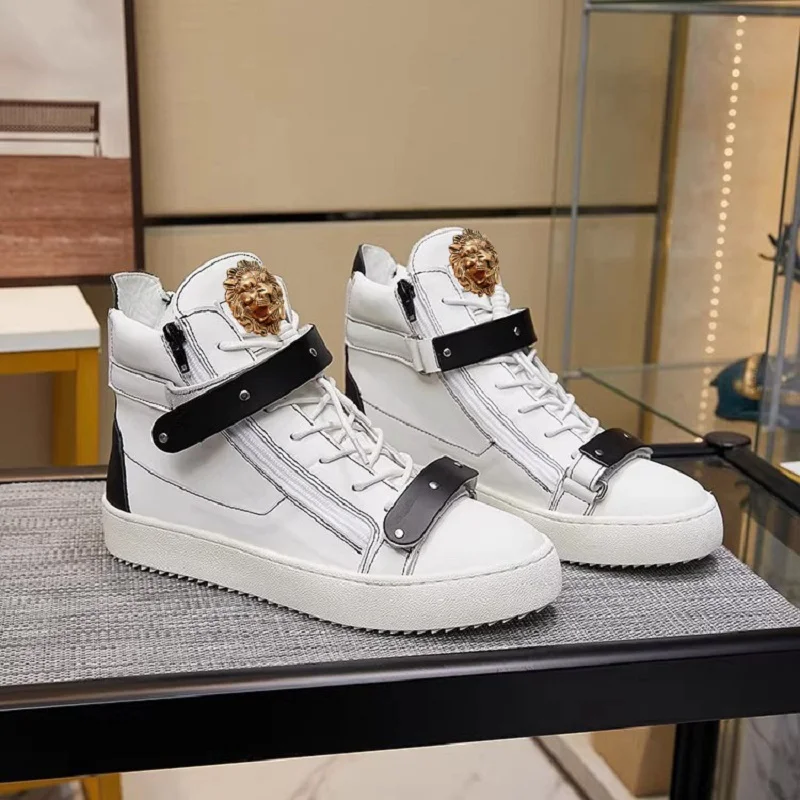 

Новые мужские высокие туфли средней длины, повседневные кожаные ботинки, белые ботинки для верховой езды, zapatillas hombre A6