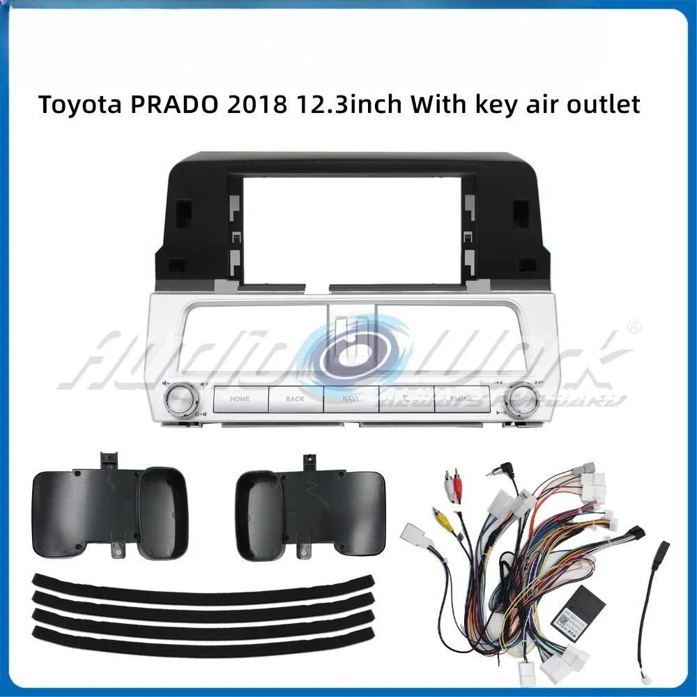 

For 2018 TOYOTA PRADO Car Radio Fascia 12.3 Inch 2 Din Stereo Player Install Surround Panel Dash Kit GPS Frame