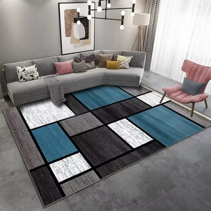 Nordic Geometric Carpet Living Room Decor Grey Large Rug for Bedroom Soft Fluffy Floor Mat Fashion Machine Washable Room Carpet