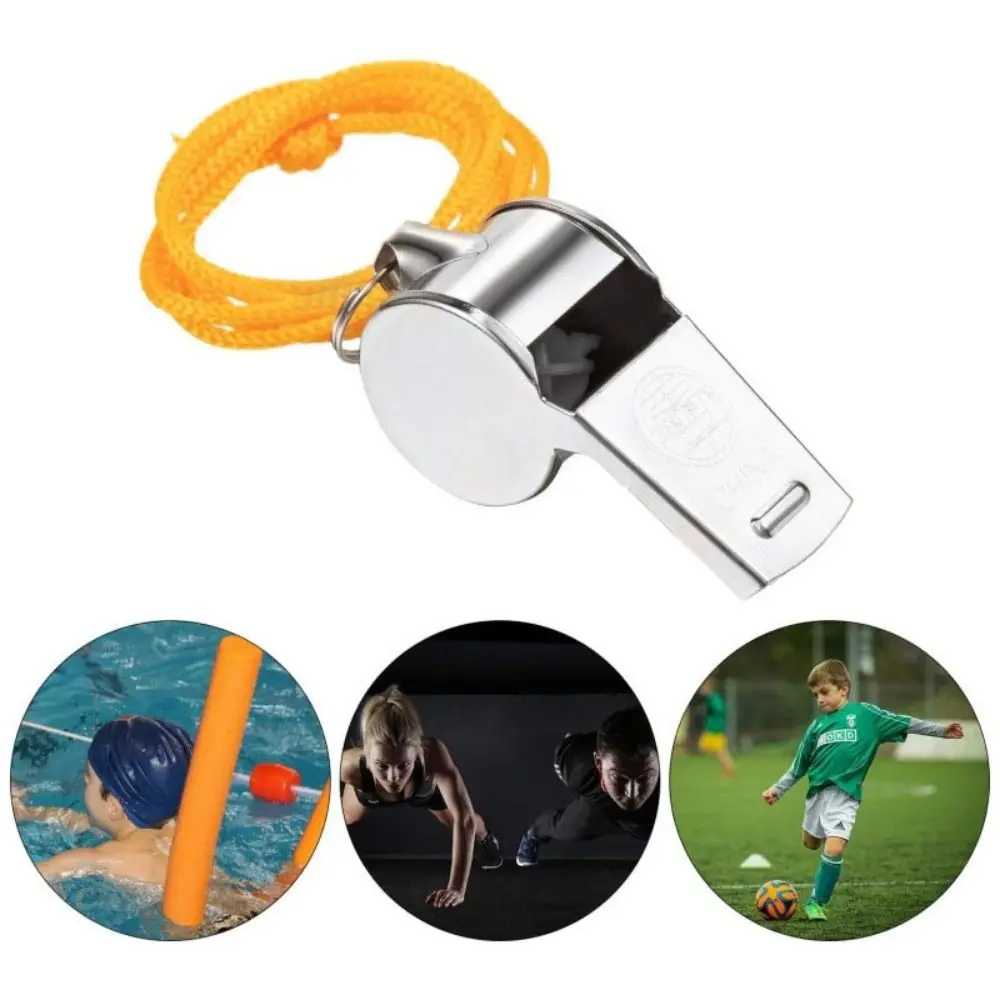 1/2/5pcs With Rope Metal Whistle Stainless Steel Soccer Football Basketball Referee Sport Whistle Training School Whistle